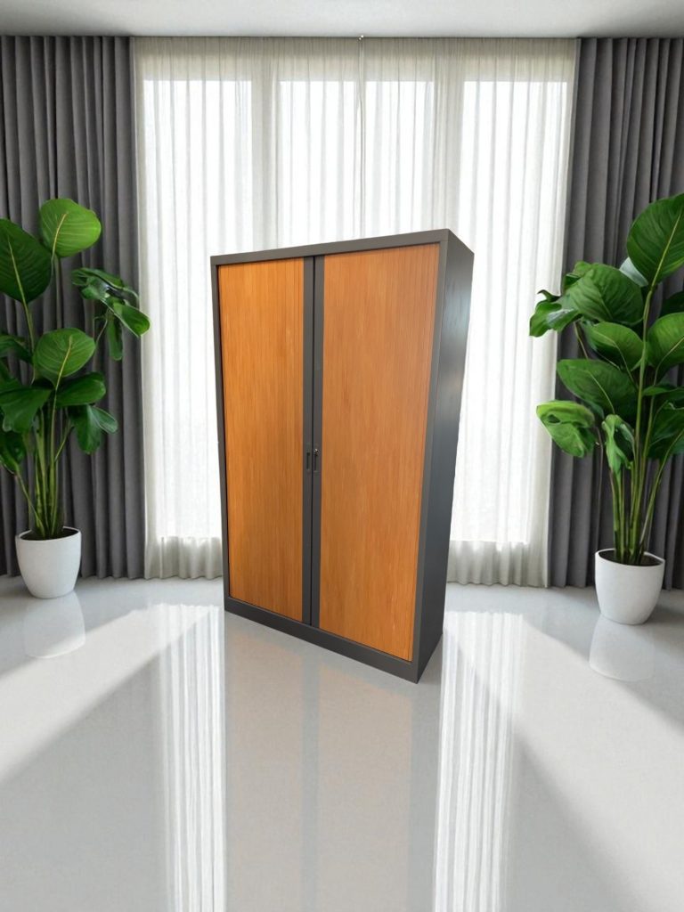 Armoire haute à rideaux