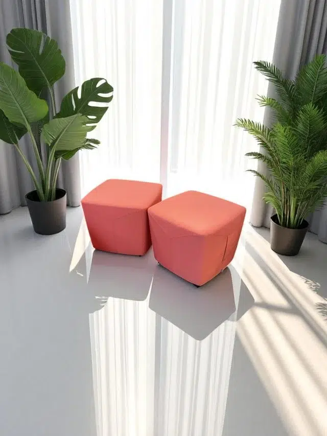 SAINT-ANDIOL Lot de 2 poufs sur roulettes