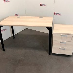 Bureau droit + caisson mobile